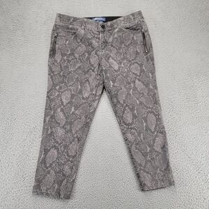 Democracy Jeans Womens 12 Gray Ab Solution Snakeskin Stretch Denim‎ Skinny Ankle